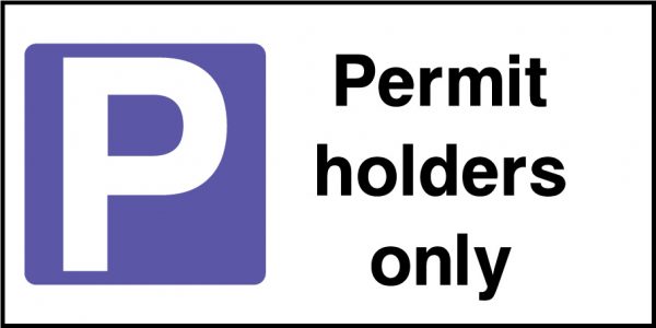 Parking for permit holders only road sign