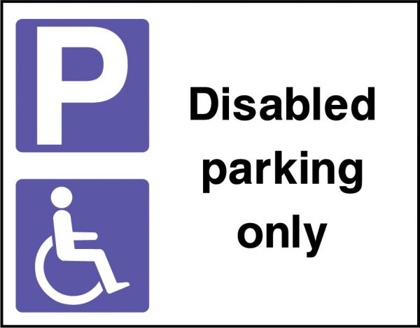 Disabled parking only road sign