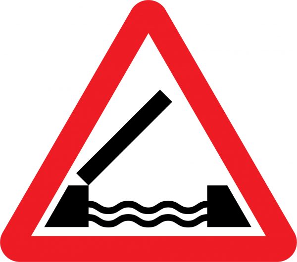 Opening or swing bridge ahead road sign