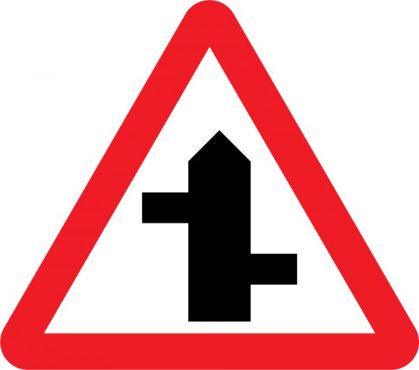 Staggered junction 2 road sign