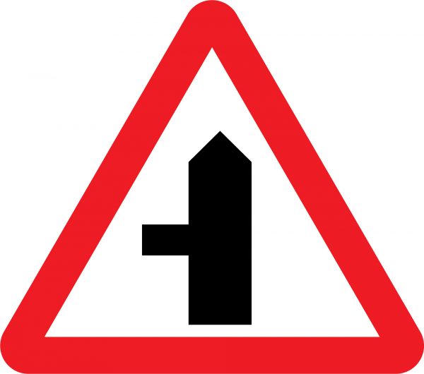Left turn ahead road sign