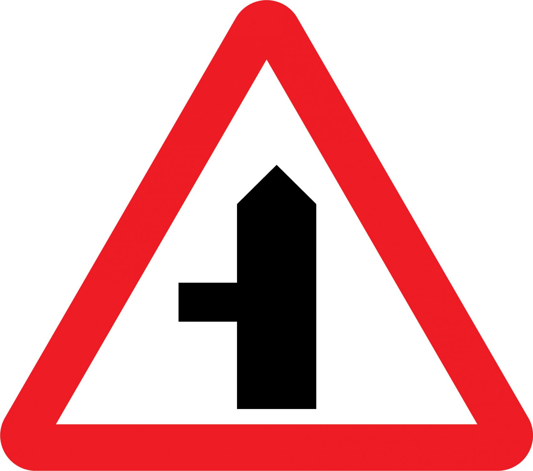 Road traffic Turn left ahead safety sign 
