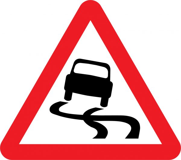 Slippery road road sign