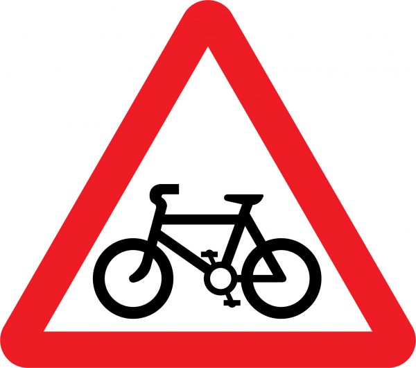 Cycle route ahead road sign
