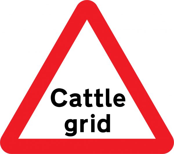 Cattle grid road sign