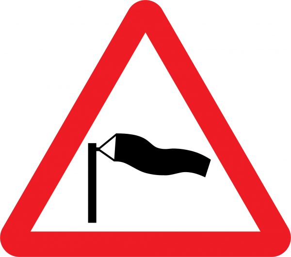 Side winds road sign