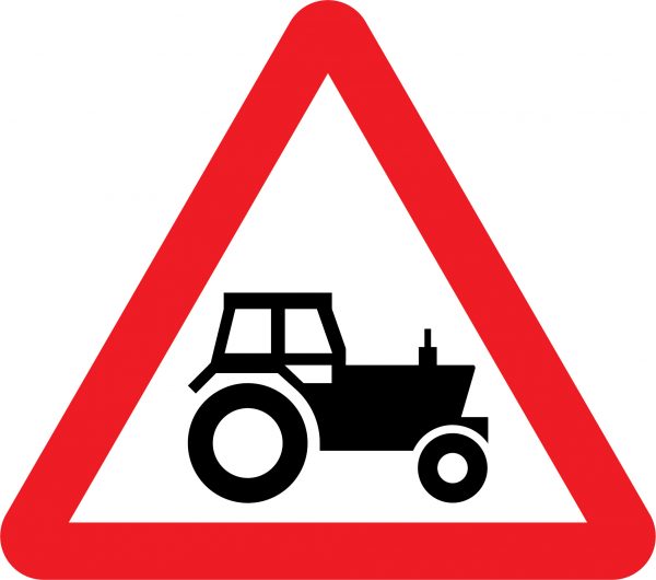Farm traffic road sign