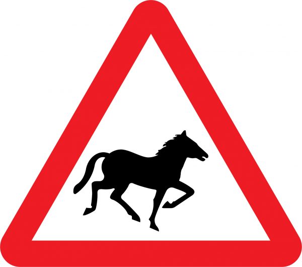 Wild horses or ponies road sign