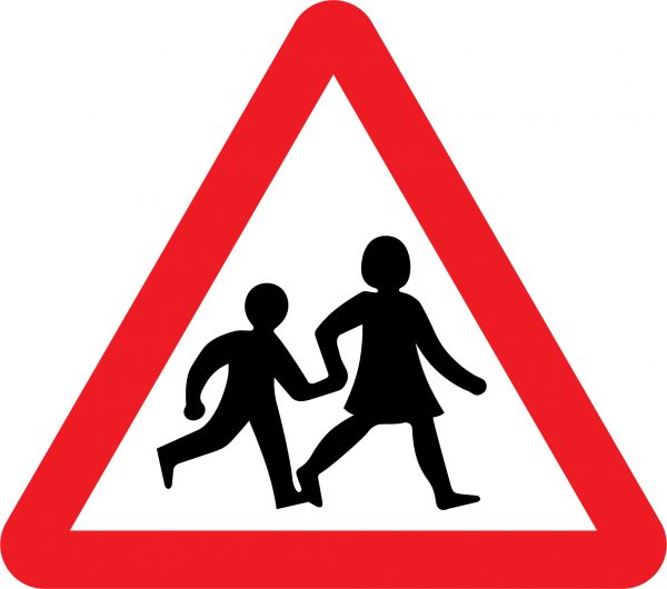 School crossing patrol ahead road sign