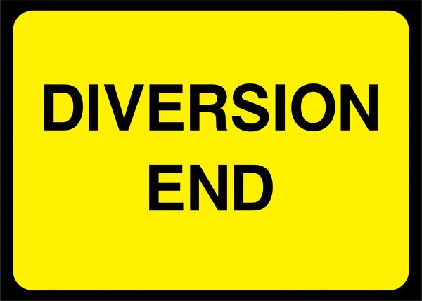 Diversion end road sign