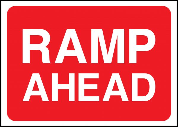 Ramp ahead road sign