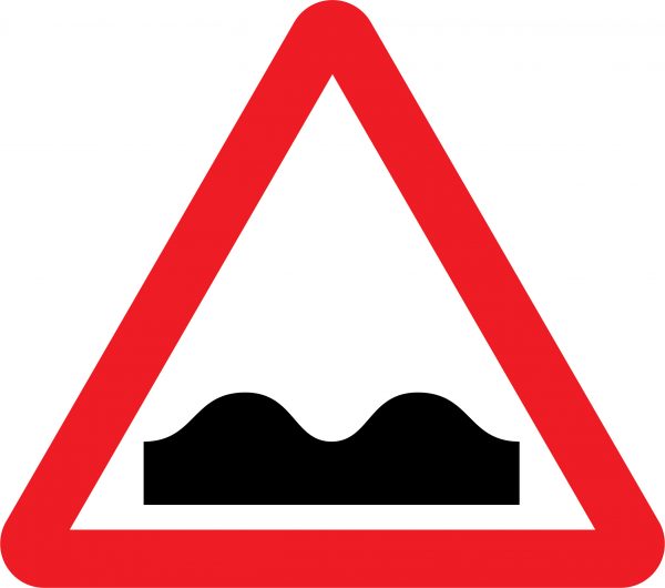 Uneven road temporary road sign