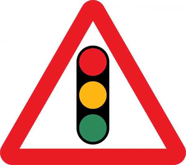 Traffic signals temporary road sign