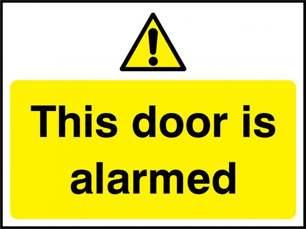 This door is alarmed landscape sign