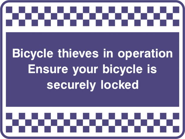 Bicycle thieves in operation sign