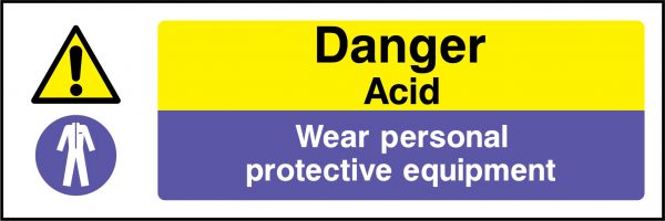 Danger acid wear personal protective equipment sign