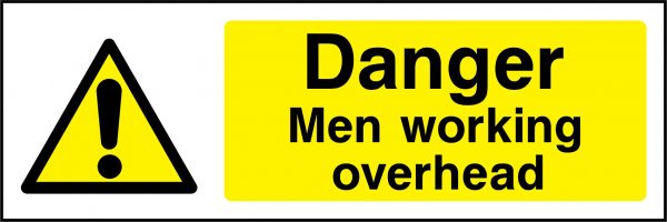 Danger men working overhead sign