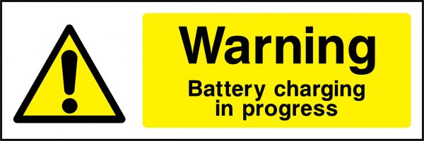 Warning battery charging in progress sign