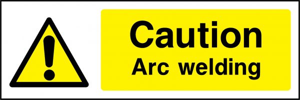 Caution arc welding sign