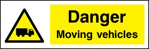 Danger moving vehicles sign