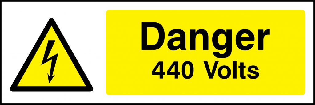 Danger 440 volts sign - Warning Electrical Hazard > Landscape Signs ...