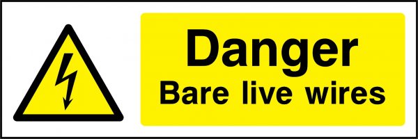 Danger bare live wires sign