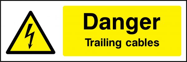 Danger trailing cables sign