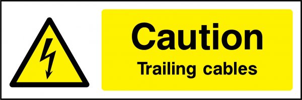 Caution trailing cables sign