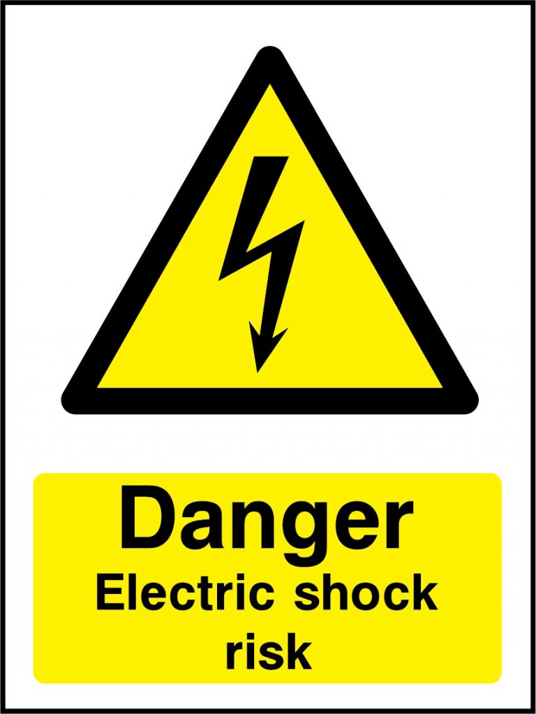 Danger electric shock risk portrait sign - Warning Electrical Hazard ...