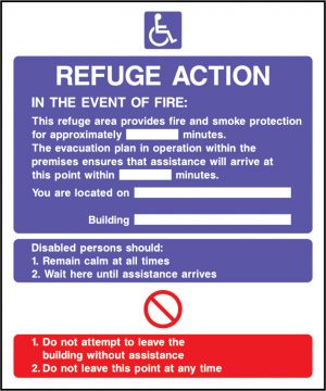 Fire action refuge action sign | Wedosafetysigns | fire safety signage | health and safety signage | ACP | Corrugated Plastic | Rigid PVC | Self Adhesive Vinyl