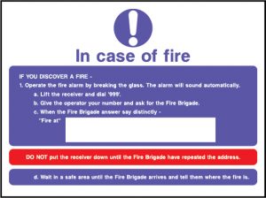 Fire action in case of fire sign | Wedosafetysigns | fire safety signage | health and safety signage | ACP | Corrugated Plastic | Rigid PVC | Self Adhesive Vinyl