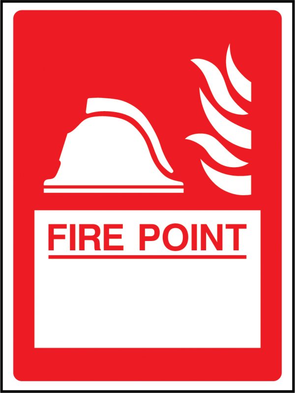 Fire point in white box sign | Wedosafetysigns | fire safety signage | health and safety signage | ACP | Corrugated Plastic | Rigid PVC | Self Adhesive Vinyl